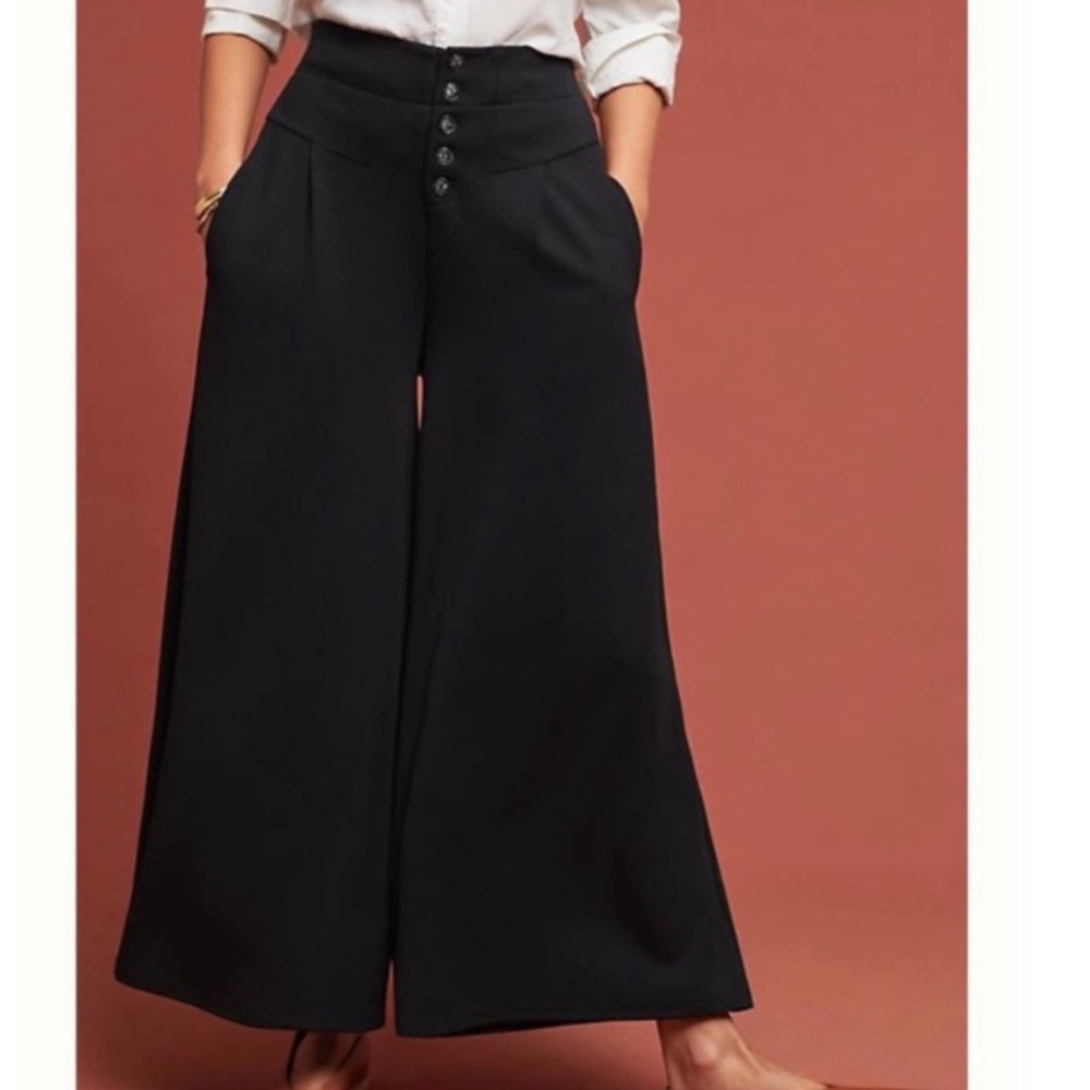 Ett & Twa Anthropologie Black Culottes Medium Wide Leg Flare Size medium
